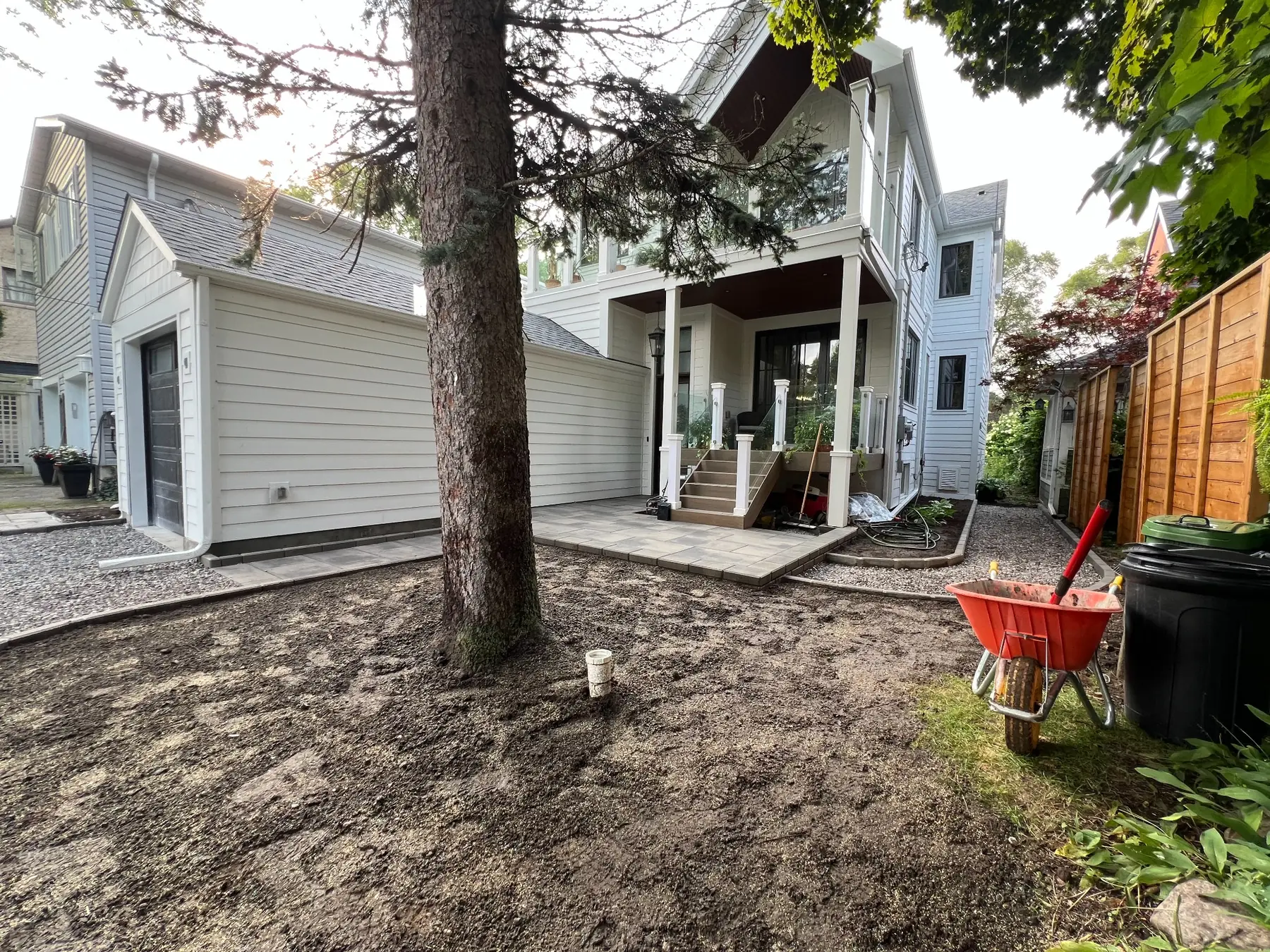Backyard patio and complete landscape construction project.