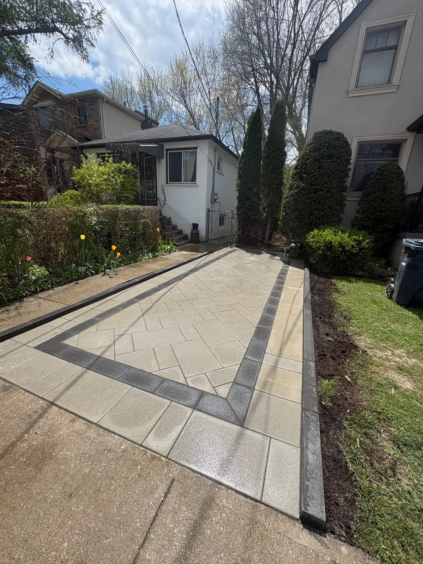 Detailed interlock driveway installation in Toronto.