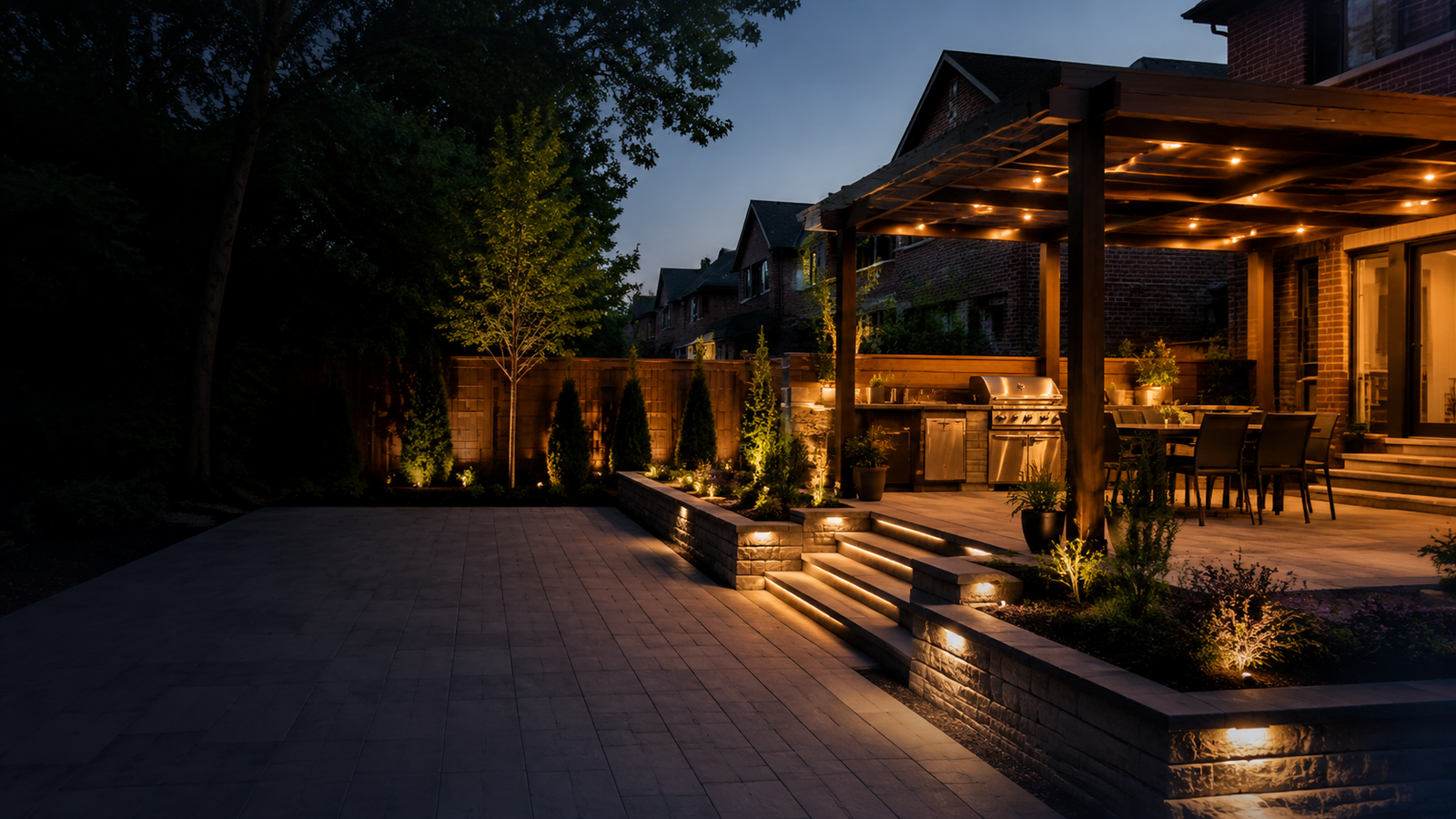 Completed Toronto backyard landscape construction by Precision Pavers.